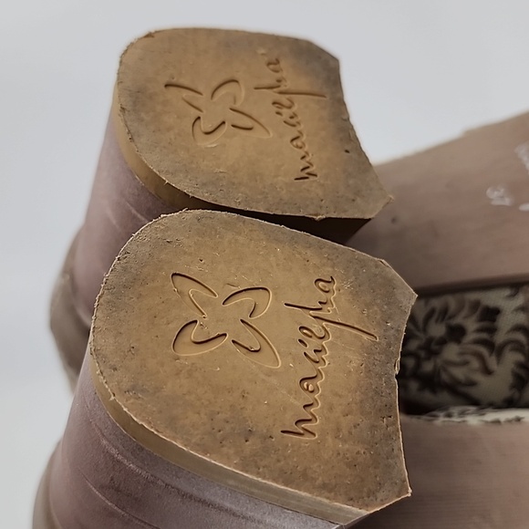 Maciejka Women's Leather Heeled Taupe Cream Floral Print Shoes Block Heel Sz 37 - Picture 12 of 16